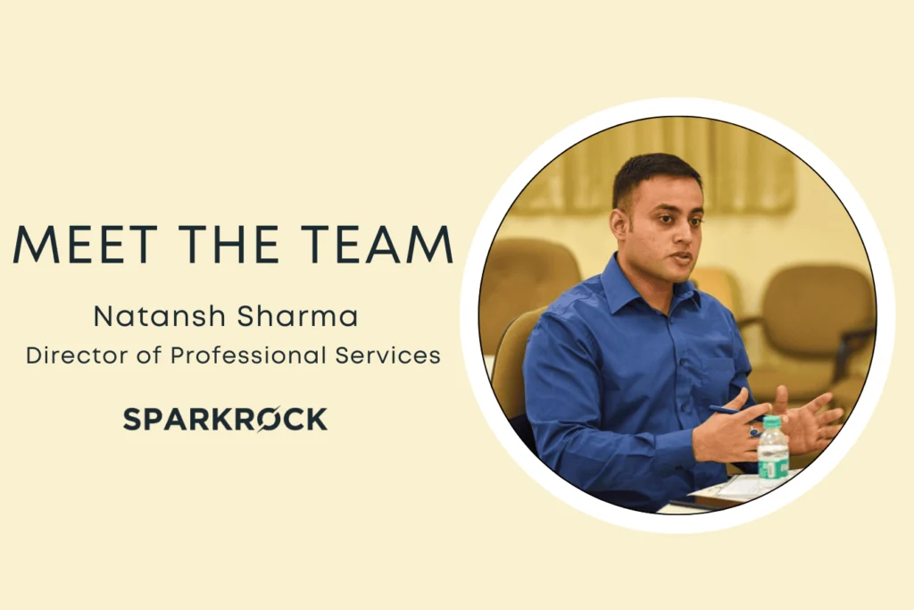 Natansh Sharma, Director of Professional Services at Sparkrock, speaking during a leadership discussion.